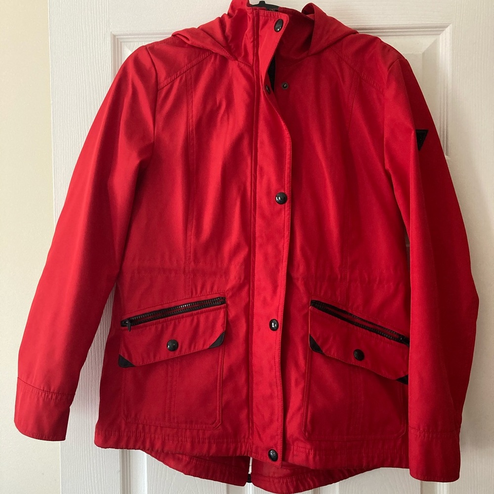 GUESS red rain coat